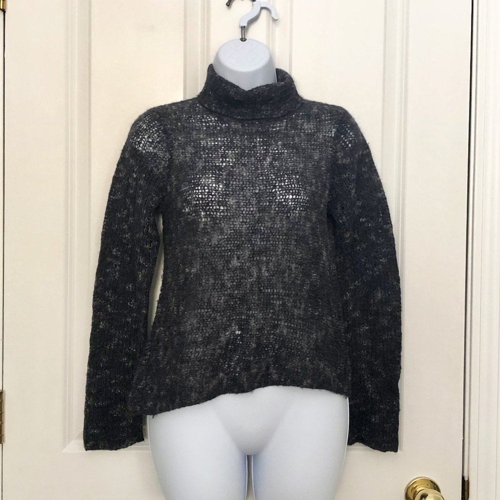 DKNY Sheer Turtle Neck Asymmetrical Sweater